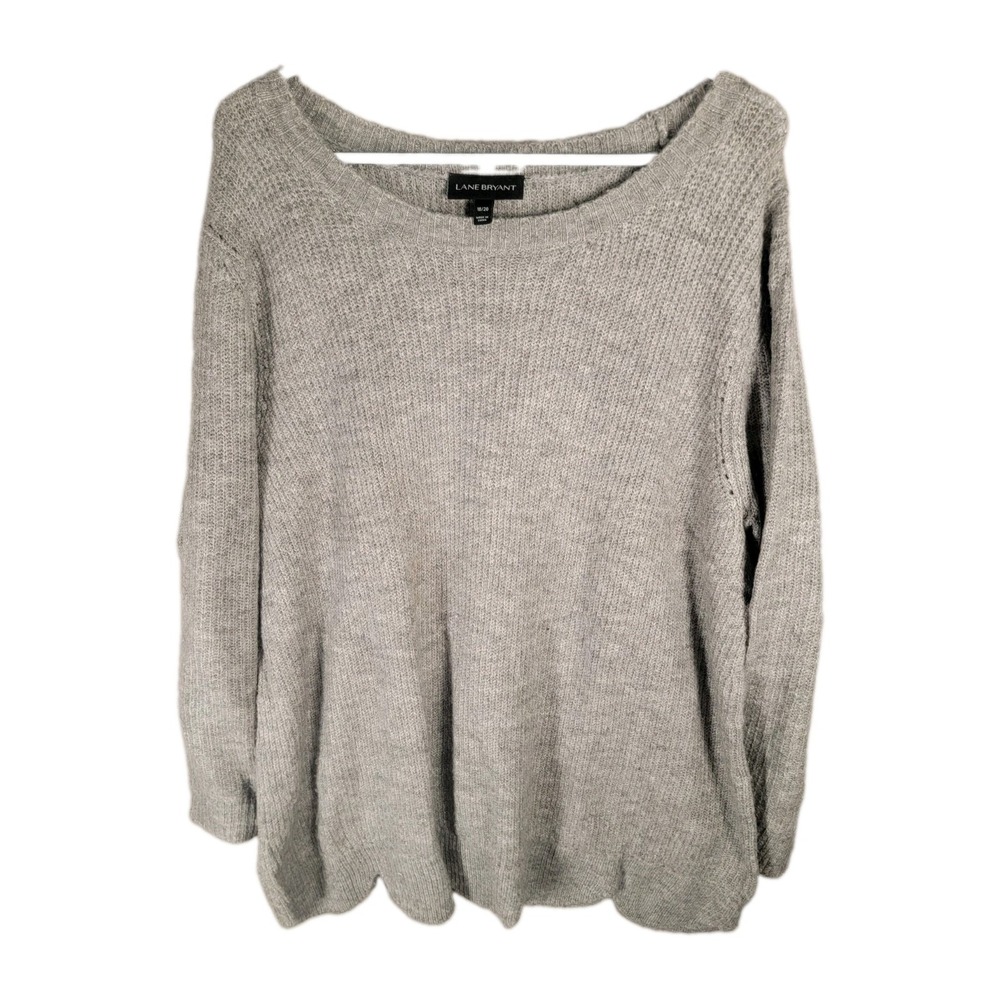 Lane Bryant Sweater Womens 18/20 Heather Gray Sparkle Metallic Knit Pullover Top